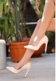 Hillar Bej Cilt Stiletto Ayakkabı