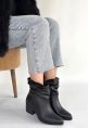 Lukana Siyah Cilt Topuklu Körüklü Bot