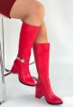 Mooni Kırmızı Cilt Topuklu Çizme