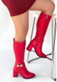 Mooni Kırmızı Cilt Topuklu Çizme