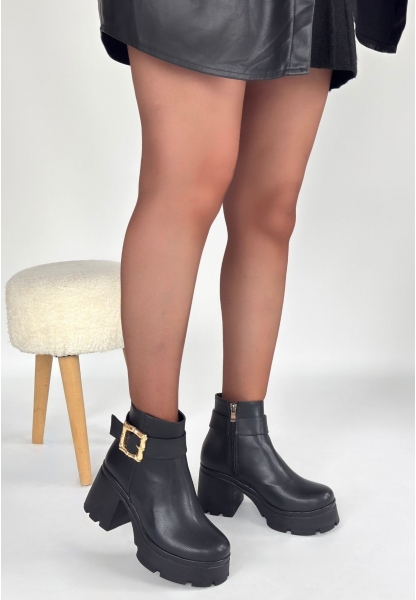 Pinma Siyah Cilt Topuklu Bot