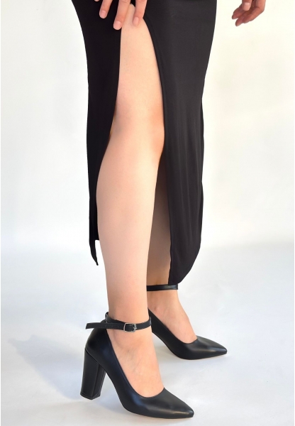 Rity Siyah Cilt Topuklu Ayakkabı